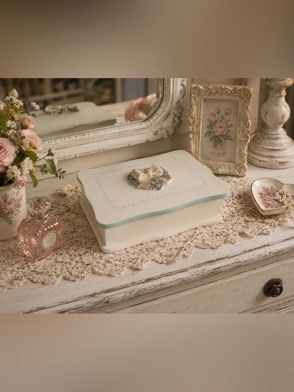 VINTAGE Wooden Jewelry Box